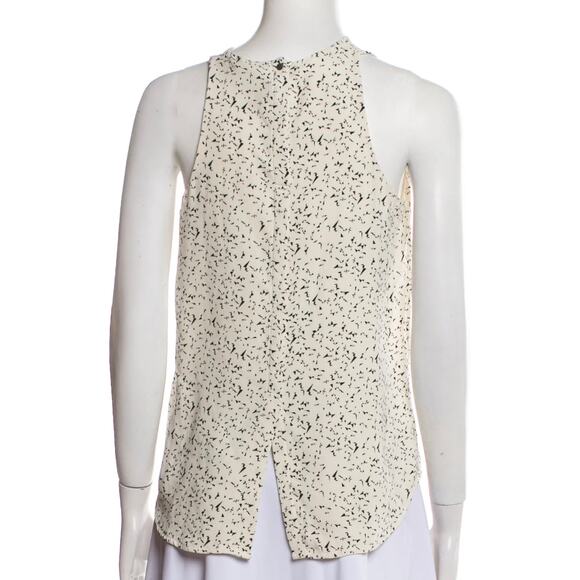 A.L.C. Printed 100% Silk Women’s Tank Top Size Small Cream - Picture 2 of 9